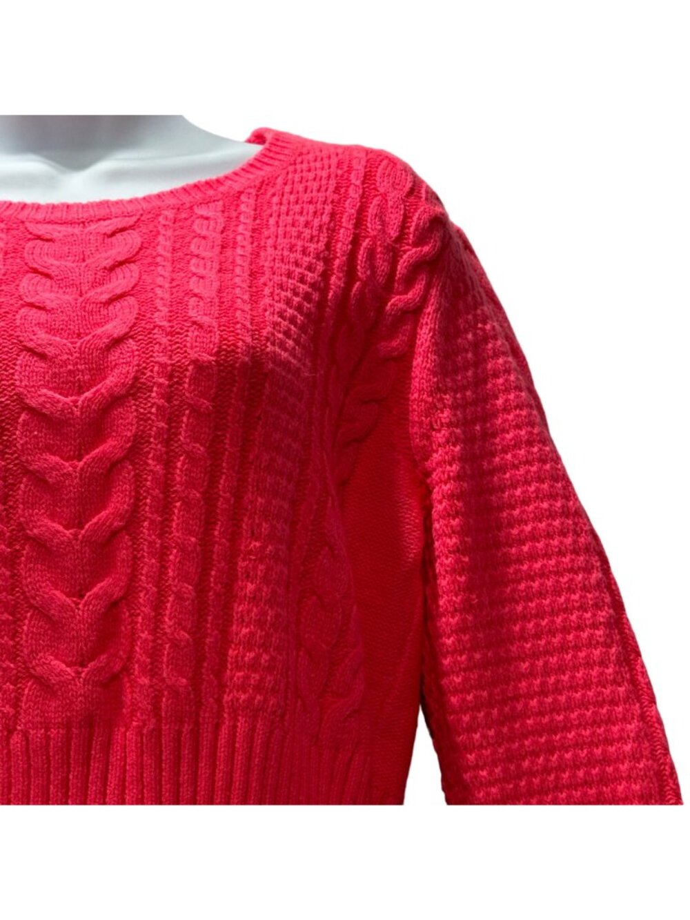 Divided by H&M Women’s Cable Knit Pullover Cropped Vibrant Pink Sweater Size S - Picture 3 of 6